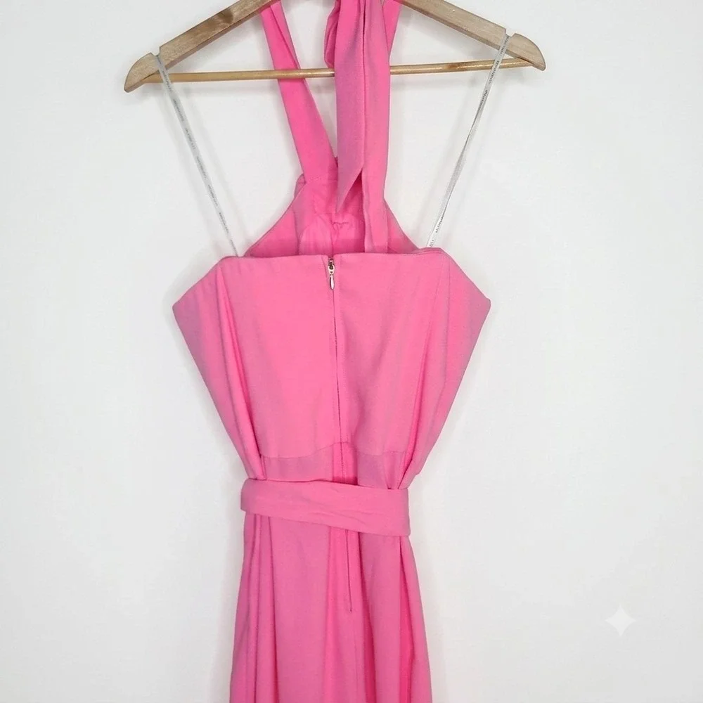 Lilly Pulitzer Jumpsuit Pink Halter Rosette 3D Flower Wide Leg Romper Party 12 - Picture 7 of 10